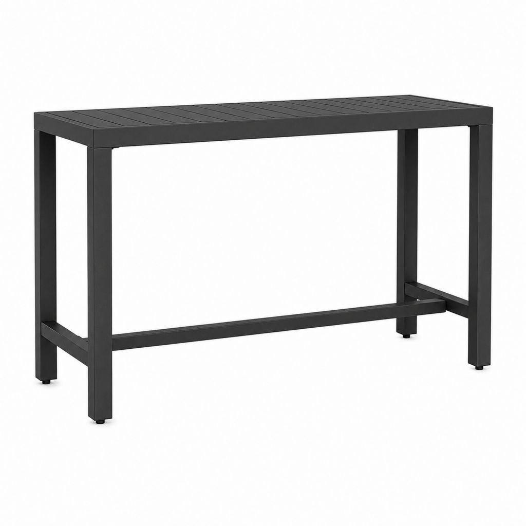 Tavolo alto rettangolare da esterno in acciaio nero, 120 x 60 x 105 cm